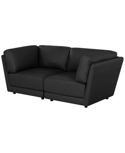 Macy's Versa 2-pc. Leather Sofa In Black
