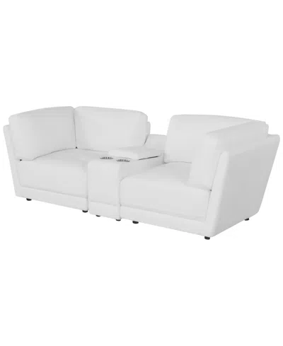 Macy's Versa 3-piece Leather Console Sofa In White