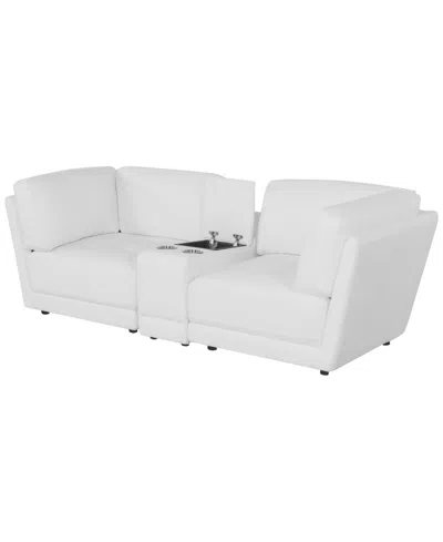 Macy's Versa 3-piece Leather Console Sofa In White