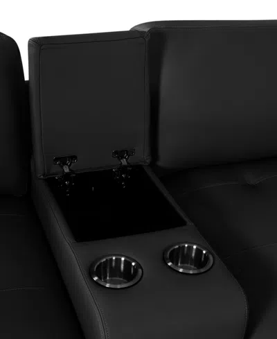 Macy's Versa 3-piece Leather Console Sofa In Black