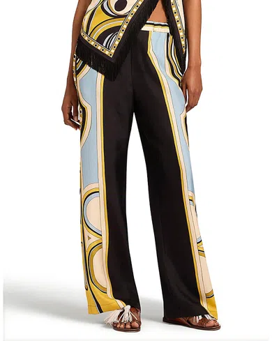 La Doublej Club Printed Silk Twill Wide-leg Pants In Black