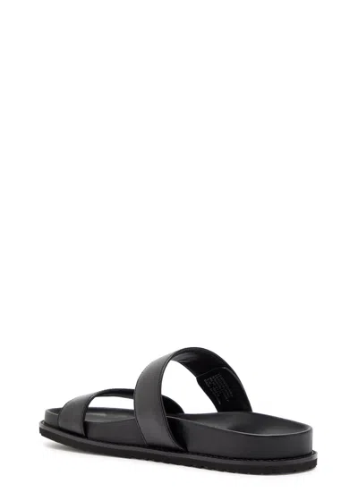 Tory Burch Romy Leather Double Strap Slide Sandals In Black