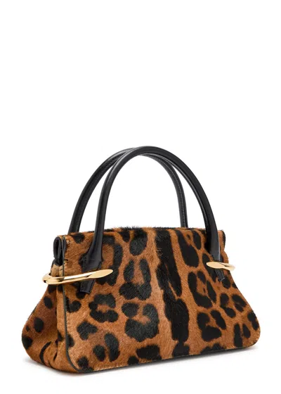 Givenchy Pinch Mini Embellished Leopard-print Calf-hair Shoulder Bag In Multi