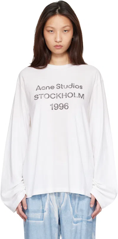 Acne Studios Womens Dusty White Edden 1996 Logo Cotton-blend T-shirt In White