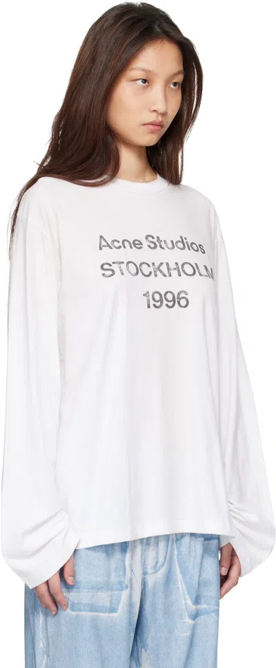 Acne Studios Womens Dusty White Edden 1996 Logo Cotton-blend T-shirt In White