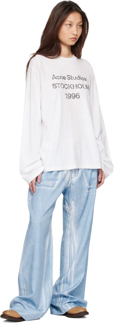 Acne Studios Womens Dusty White Edden 1996 Logo Cotton-blend T-shirt In White