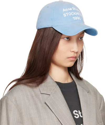 Acne Studios Blue Logo Cap In Blue