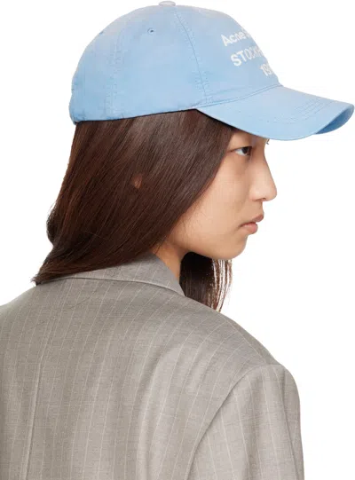 Acne Studios Blue Logo Cap In Blue