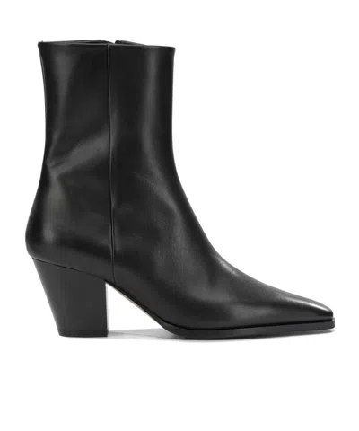 Aeyde Hedvig Pointed-toe Leather Ankle Boots In Black