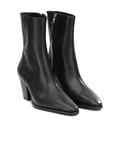 Aeyde Hedvig Pointed-toe Leather Ankle Boots In Black