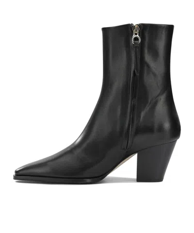 Aeyde Hedvig Pointed-toe Leather Ankle Boots In Black