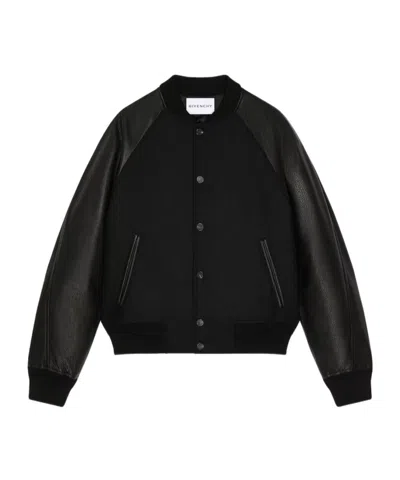 Givenchy Mix Material Blouson With  Paris Embroidery In Black
