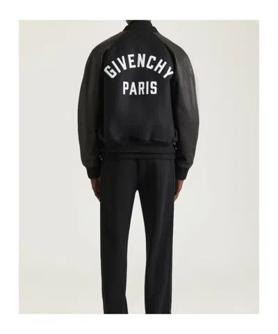 Givenchy Mix Material Blouson With  Paris Embroidery In Black
