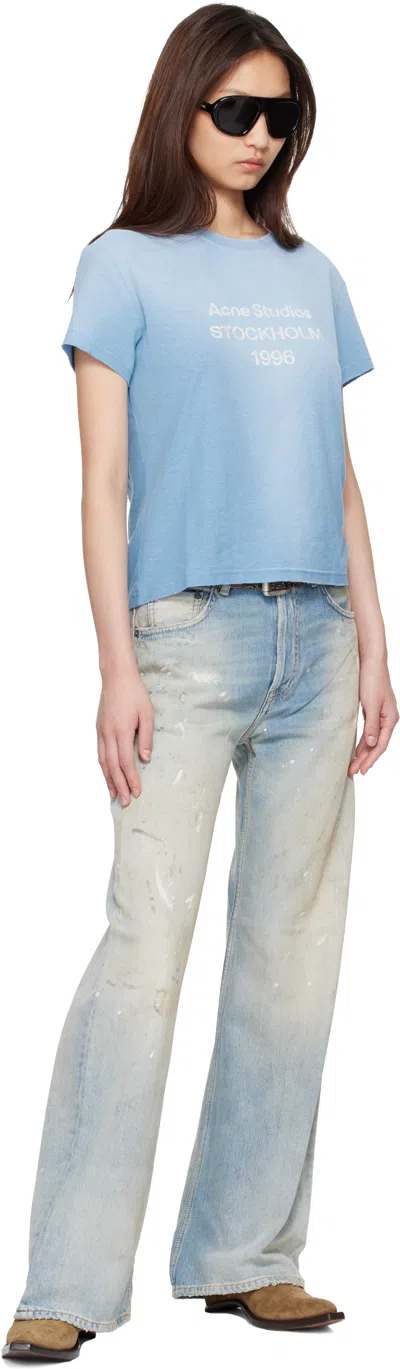 Acne Studios T-shirt Sprayed Logo In Blue