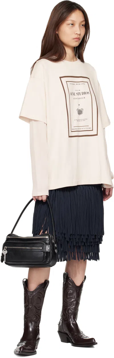 Acne Studios Womens Warm Beige Layered Graphic Book Print Cotton-jersey T-shirt In Multi