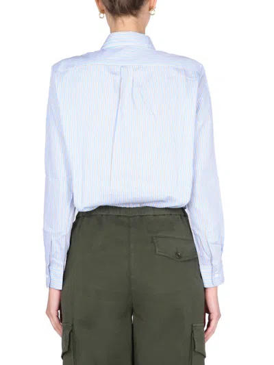 Aspesi Striped Pattern Buttoned Shirt In Blue