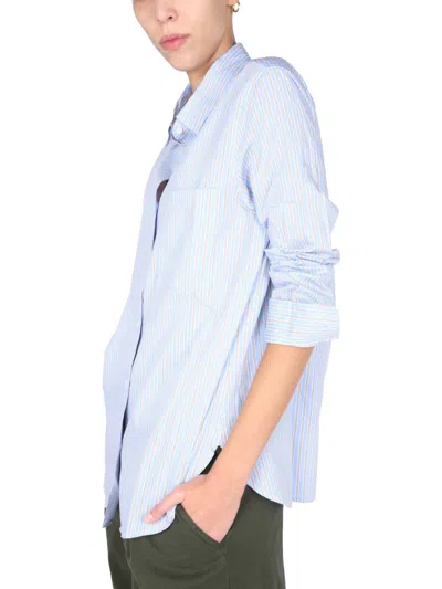 Aspesi Striped Pattern Buttoned Shirt In Blue