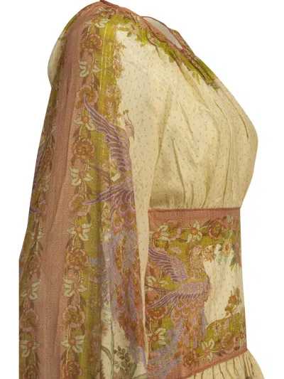 Zimmermann Womens Chartreuse Scarf Floral Indra Floral-print Cotton And Silk-blend Mini Dress Xxs In Multi