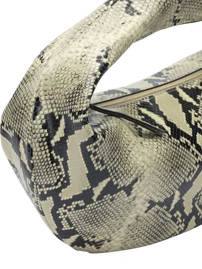 Khaite Olivia Medium Snake-effect Leather Top Handle Bag In Neutral