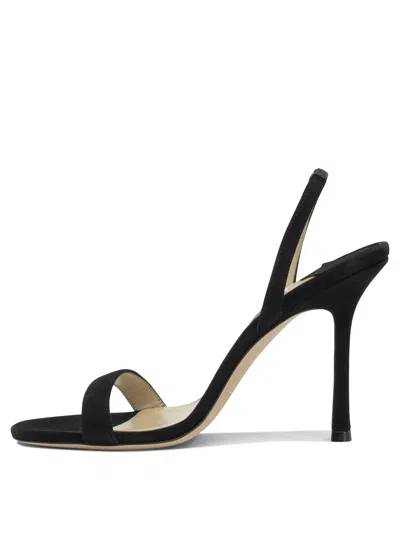 Jimmy Choo Jenn 85mm Suede Slingback Sandals In Black