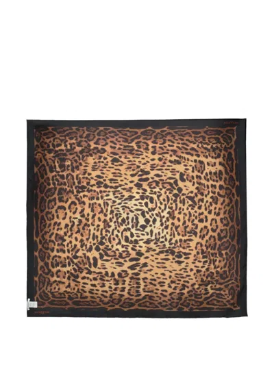 Givenchy Leopard-print Silk Scarf In Brown