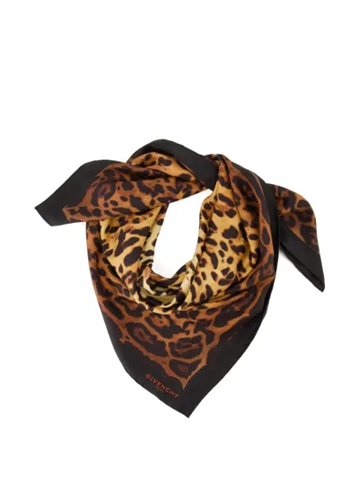 Givenchy Leopard-print Silk Scarf In Brown