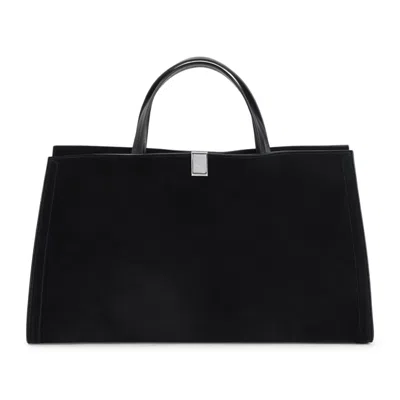 Phoebe Philo Black Kit Cabas Medium Suede Leather Shoulder Bag In Black