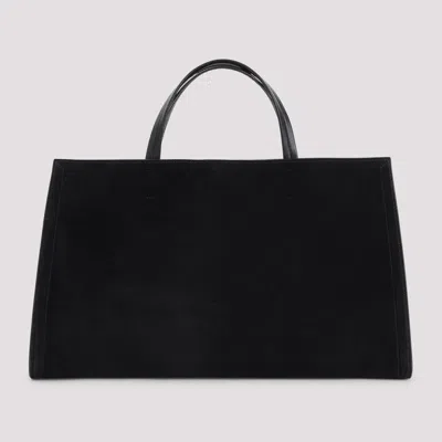 Phoebe Philo Black Kit Cabas Medium Suede Leather Shoulder Bag In Black