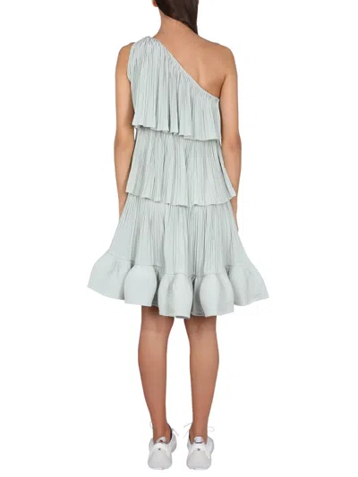 Lanvin Asymmetrical One-shoulder Dress With Jewel Buckle In Green