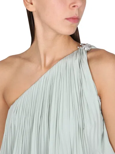 Lanvin Asymmetrical One-shoulder Dress With Jewel Buckle In Green