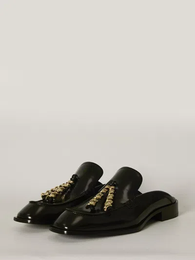 Loewe Black Leather Loafers