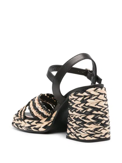 Castaã±er Black Ankle Strap Heels In Multi