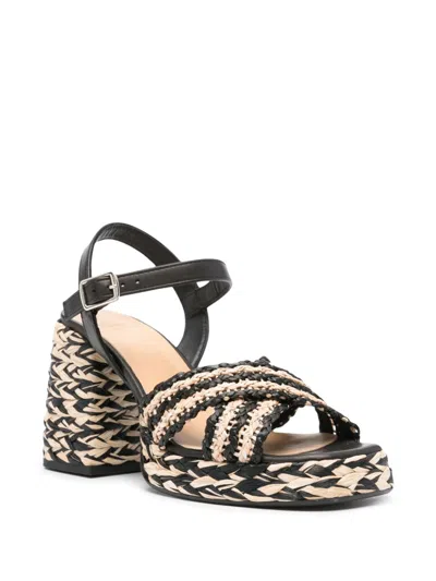 Castaã±er Black Ankle Strap Heels In Multi