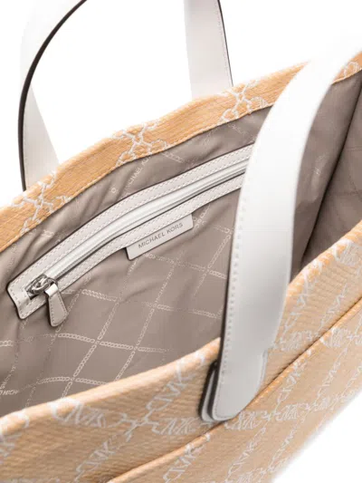 Michael Michael Kors Large Gigi Jacquard Empire Logo Tote Bag In Neutral