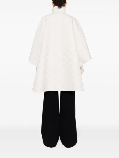 Max Mara White Monogram-jacquard Cape In White