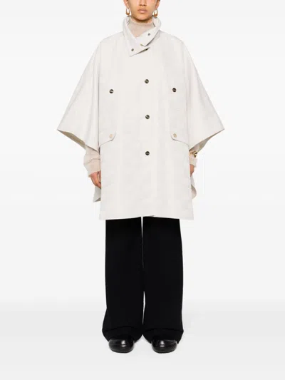 Max Mara White Monogram-jacquard Cape In White