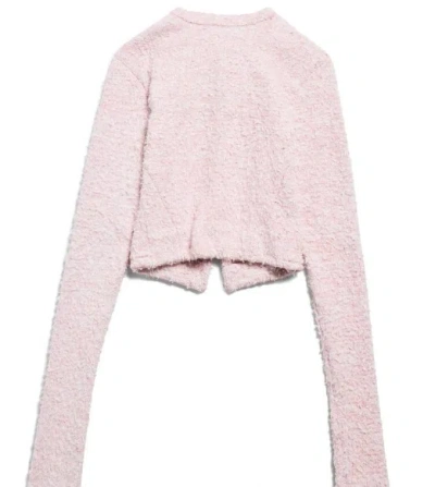 Balenciaga Cotton Blend Blush Pink Sweater With Logo-embossed Buttons In Pink
