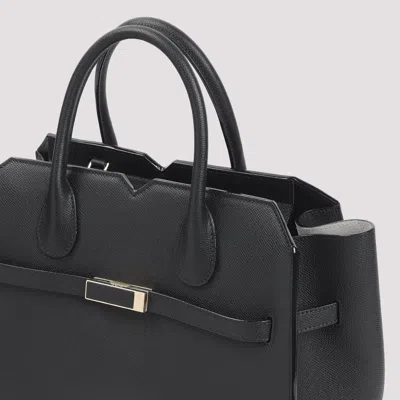 Valextra Structured Calf Leather Shoulder Bag In Black