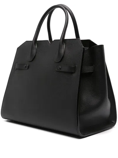 Valextra Structured Calf Leather Shoulder Bag In Black
