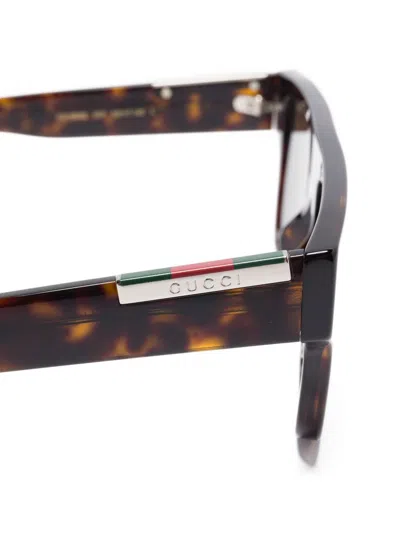 Gucci Rectangular Frame Sunglasses Tortoiseshell Pattern In Brown