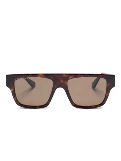 Gucci Rectangular Frame Sunglasses Tortoiseshell Pattern In Brown