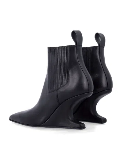 Rick Owens Ankle Boot With Pointed Toe And Sculptural Heel In Black