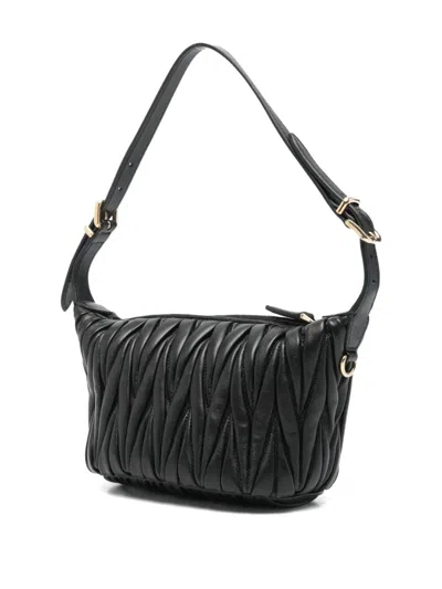 Miu Miu Leather Shoulder Bag Adjustable Strap Hardware In Black