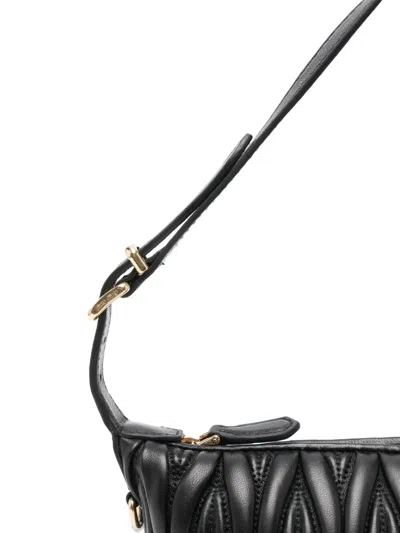 Miu Miu Leather Shoulder Bag Adjustable Strap Hardware In Black