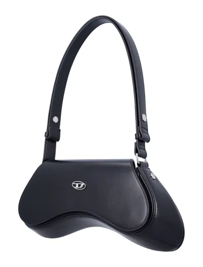 Diesel Play Logo Plaque Shoulder Bag In Black