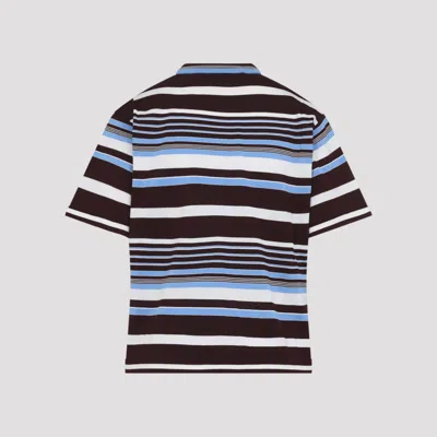 Prada Amaranth And Light Blue Striped Cotton T-shirt In Multi