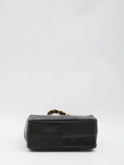 Valentino Garavani Laseine Shopping Bag In Nappa Leather With A Chevron Pattern For Woman In Black