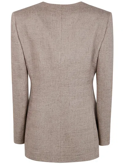 Giorgio Armani Textured Jacket Long Sleeves Notched Lapel In Neutral