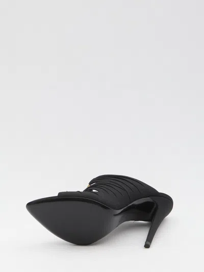 Saint Laurent Emilie 110 Crystal Embellished Satin Mules In Black