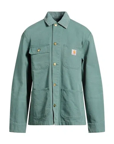 Carhartt Man Shirt Emerald Green Size Xl Organic Cotton In Blue